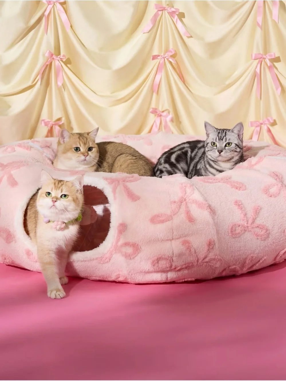 BEDSURE PINK BOWS CAT TUNNEL 💕🐈‍⬛